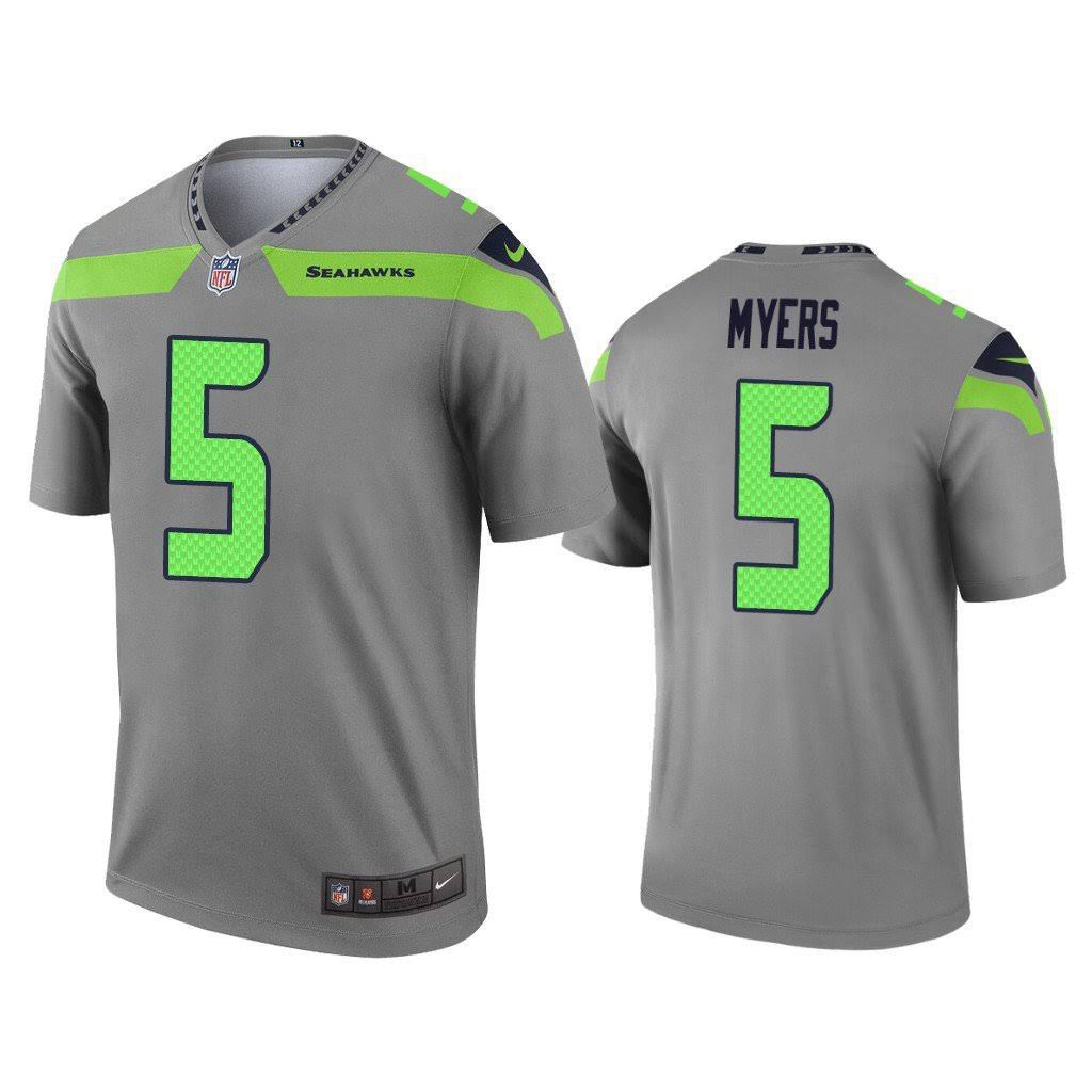 Men Seattle Seahawks #5 Jason Myers Nike Gray Inverted Legend NFL Jersey